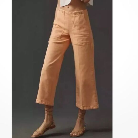 Anthropologie The Kit High-Rise Wide-Leg Utility Trouser by Pilcro 27 (Green) - Picture 1 of 7